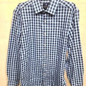 Ben Sherman Tayloring Blue & White Checked Button Front Shirt, Mens Small